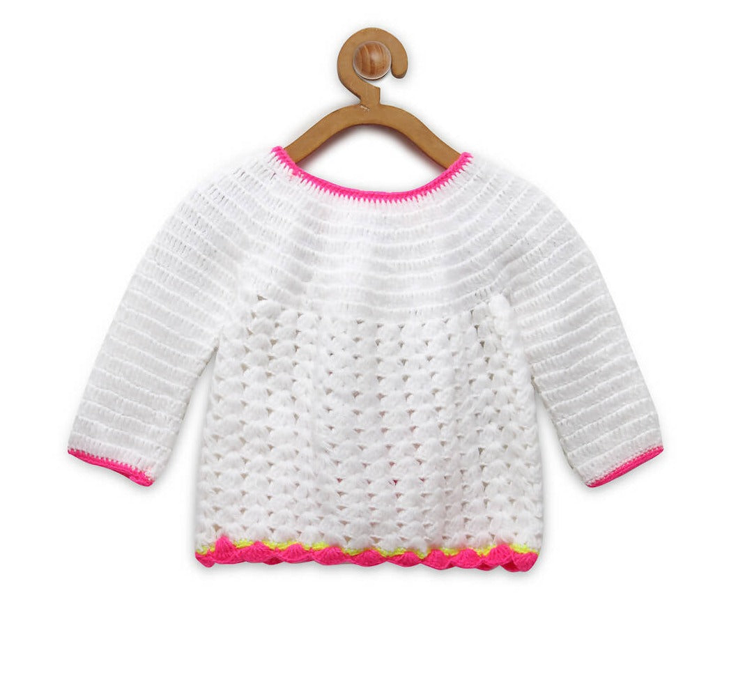 Chutput Kids White Coloured Solid Pullover with Missy Detail | Grocsy