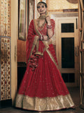 Wedding Designer Sequene Zari Resham Embroidery Red Georgette Lahengha Choli - Anbazaar | Grocsy