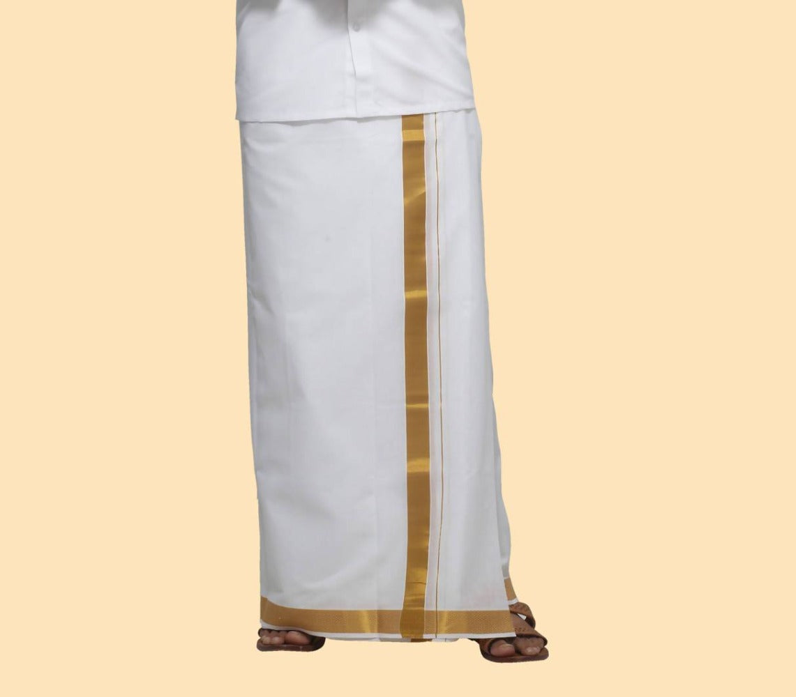 Rajavivaha Cotton White Color Dhoti | Grocsy
