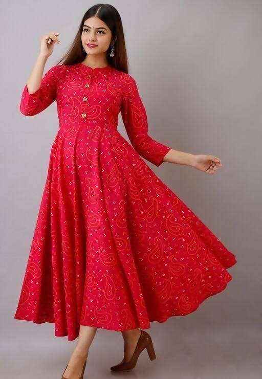 Vamika Rayon Pink Party Wear Kurti | Grocsy