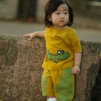 Mhyssa Nero Half Sleeve Yellow T-shirt with Shorts Set For Kids | Grocsy