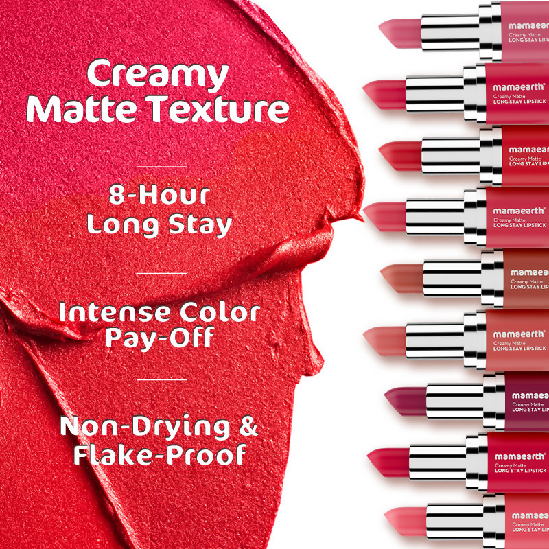 Mamaearth Creamy Matte Long Stay Lipstick - Ruby Crush | Grocsy