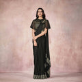 Black Lycra Embroidery Designer Saree With Blouse - Mohmanthan Sitaarah | Grocsy