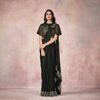 Black Lycra Embroidery Designer Saree With Blouse - Mohmanthan Sitaarah | Grocsy