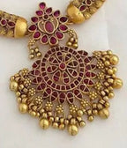 Jewel City Traditional Gold-Plated Kundan Necklace Set with Red Stones Handcrafted Ethnic Bridal Jewelry- Festival & Wedding Wear | Grocsy