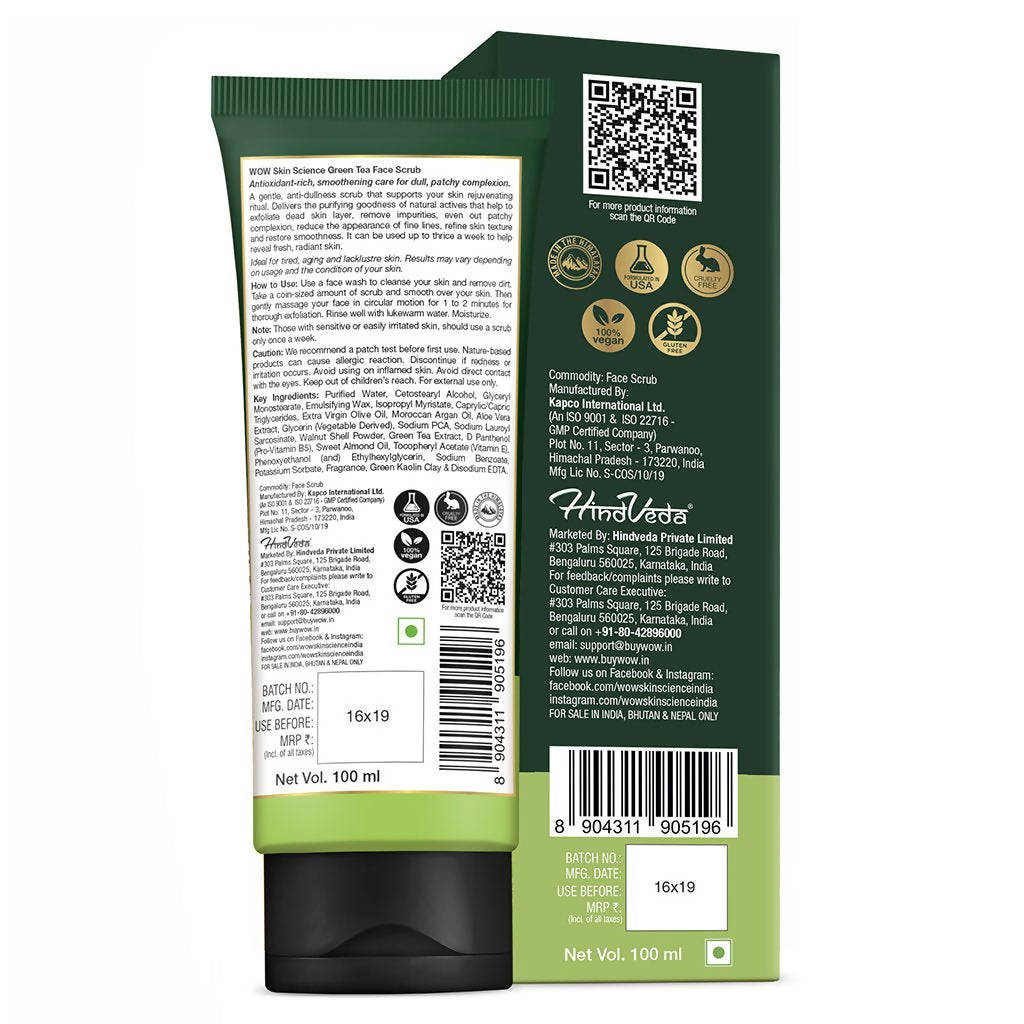 Wow Skin Science Green Tea Face Scrub | Grocsy