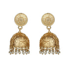 Joban Fashion Women Matte Gold Brass Jhumka | Grocsy
