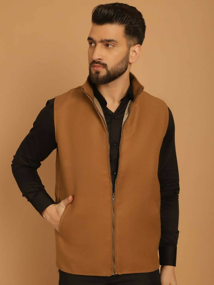 Even Apparels Pure Wool Nehru Jacket - Beige | Grocsy