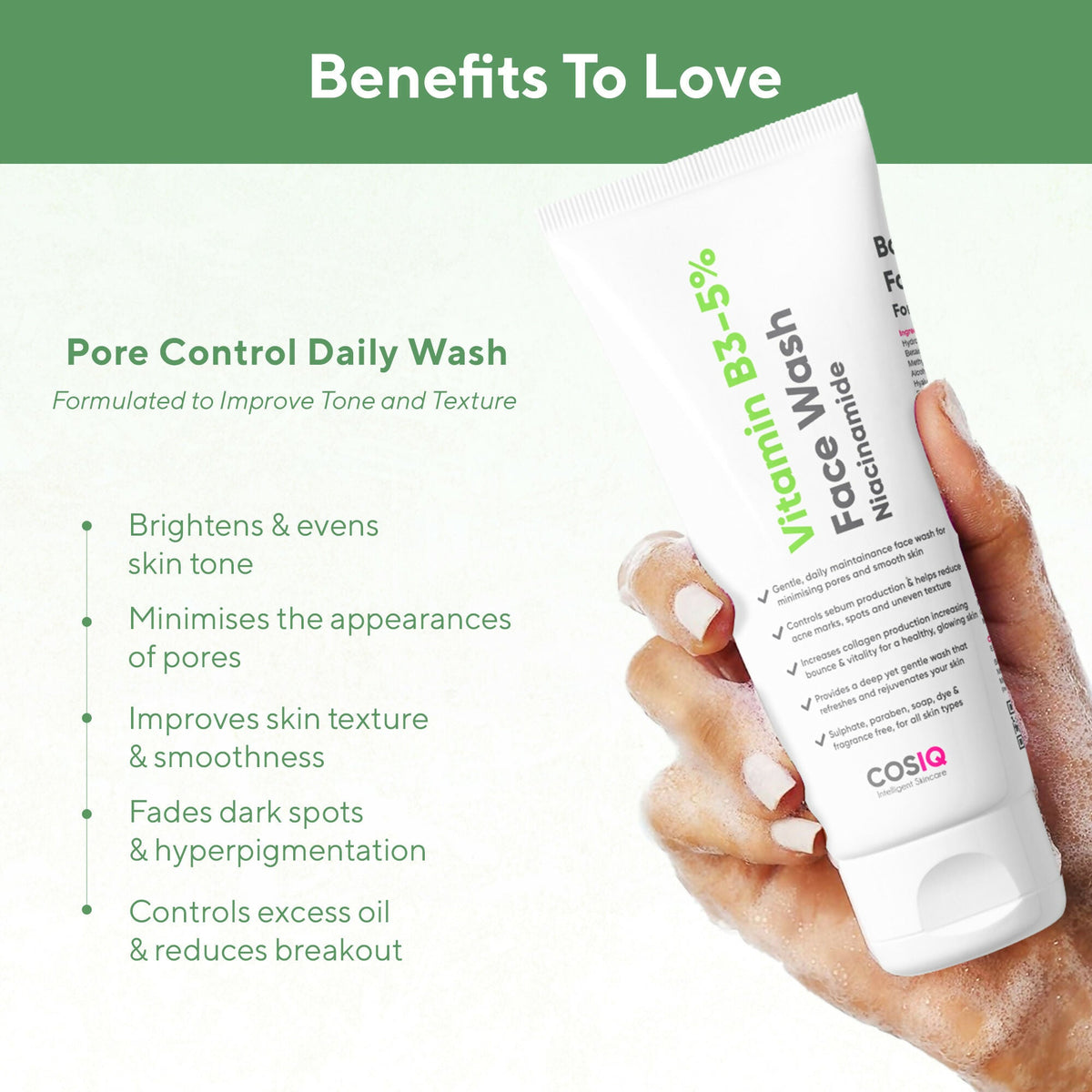 Cos-IQ Vitamin B3-5% Niacinamide Face Wash for Smooth and Even Skin | Grocsy