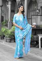 stylish Casual Sky Imported georgette Ready to Wear Fancy Saree - Ashwini | Grocsy