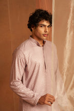 Lavender viscose Chikankari Embroidery Work Men's Traditional Kurta Set - Mahotsav | Grocsy