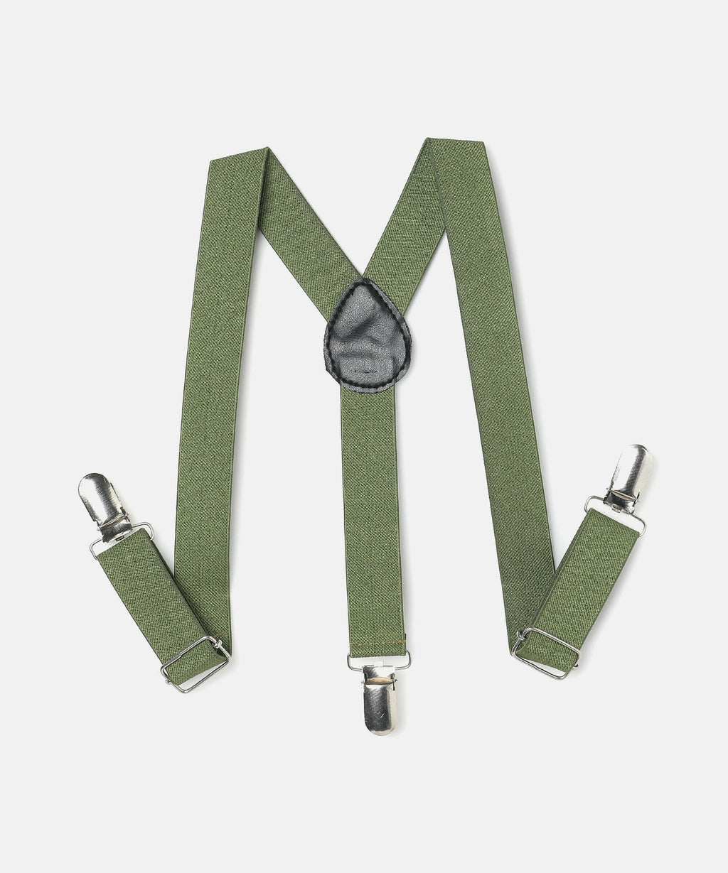 Manet Boys Solid Suspenders - Olive Green | Grocsy