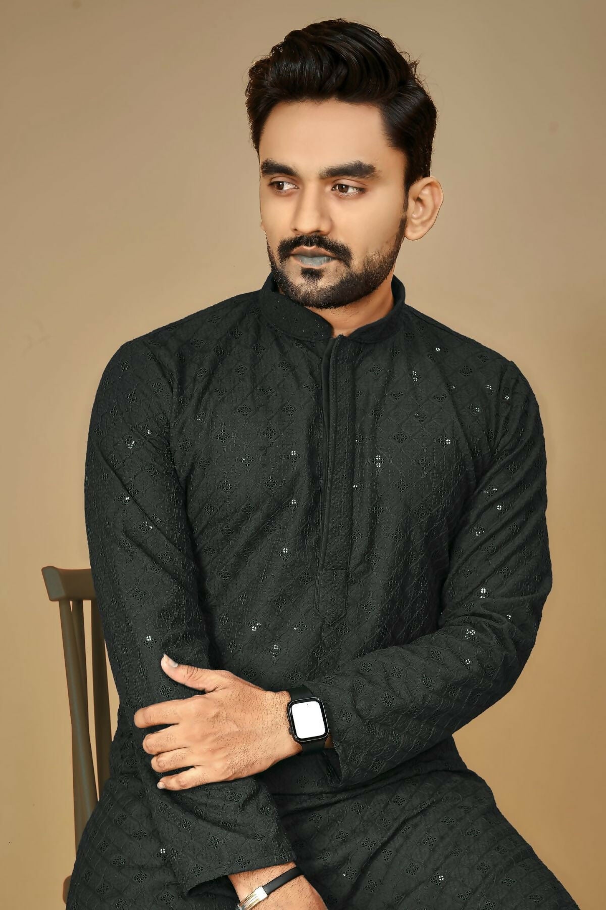 Anaita Black Embroidered Rayon Straight Kurta | Grocsy