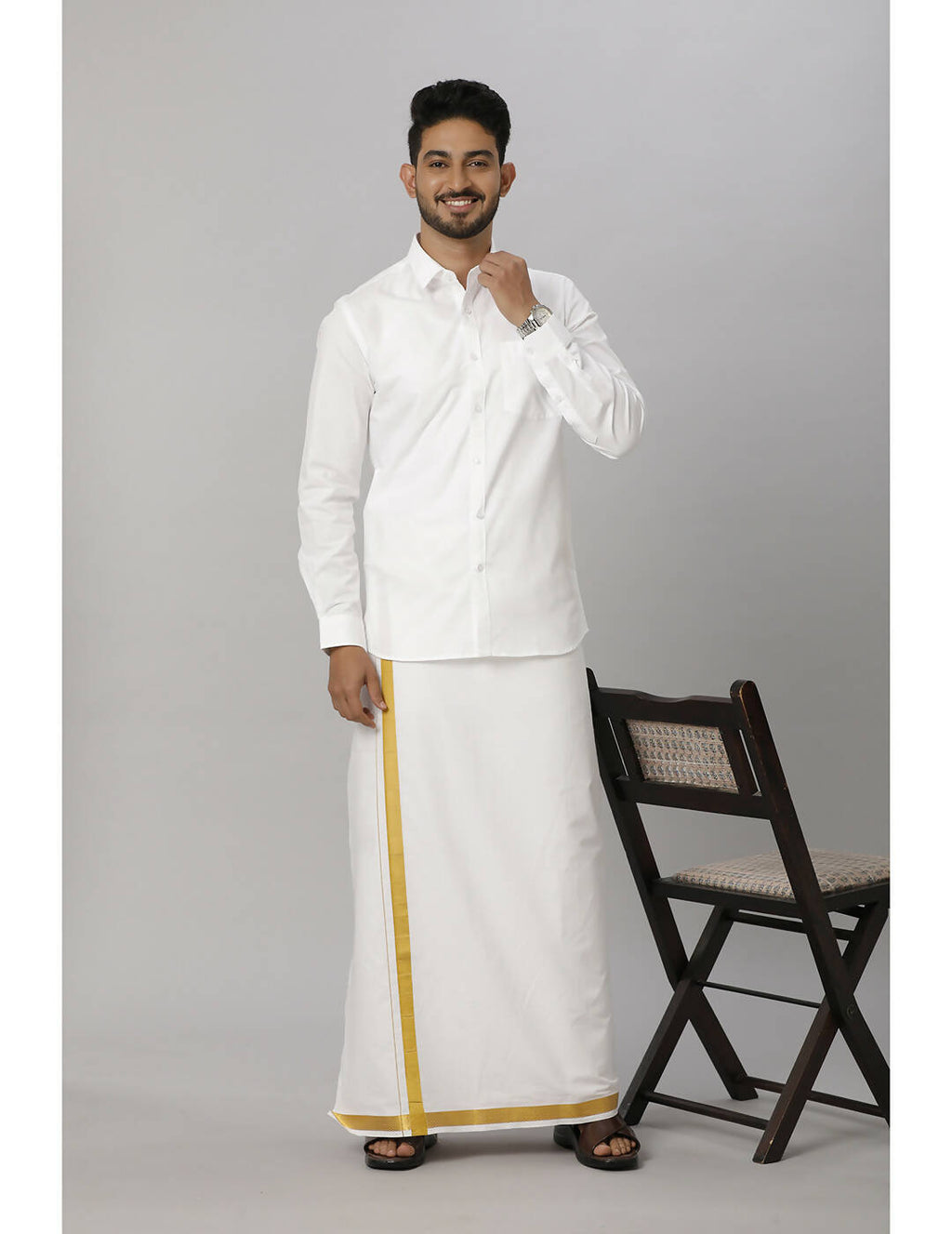 Ramraj Cotton Mens Fullsleeve White Shirt Pus Size | Grocsy