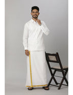 Ramraj Cotton Mens Fullsleeve White Shirt Pus Size | Grocsy