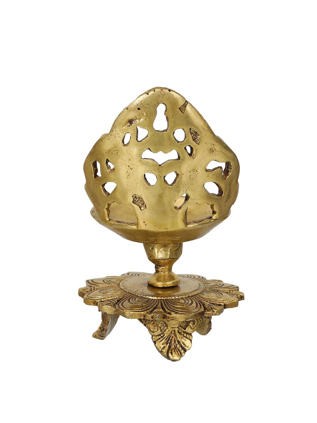eCraftIndia Golden Decorative Handcrafted Brass Diya Stand | Grocsy