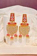 Traditional Gold-Polished Meenakari Red Jhumka Jhumki Earrings By House of Ree - House of Ree