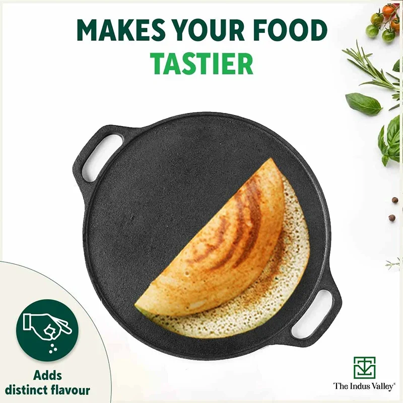 The Indus Valley CASTrong Cast Iron Cookware Set: Tawa+ Kadai, Kitchen Set for Home, Pre-seasoned, 100% Pure, Toxin-free, Induction, Tadka Pan | Grocsy