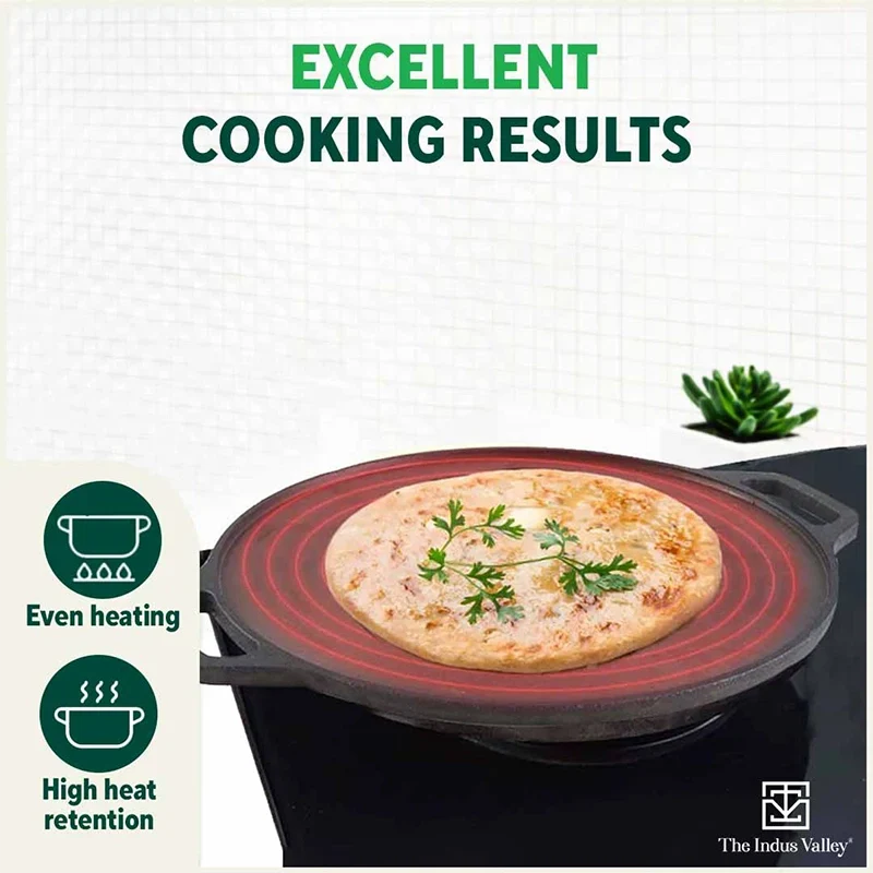The Indus Valley CASTrong Cast Iron Cookware Set: Tawa+ Kadai, Kitchen Set for Home, Pre-seasoned, 100% Pure, Toxin-free, Induction, Tadka Pan | Grocsy