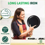 The Indus Valley 100% Pure Iron Cookware Set: Tawa+ Fry Pan+ Wok, Toxin-free Sheet Iron, Pre-seasoned, Induction & Gas, Kitchen Set for Home, Kadai | Grocsy