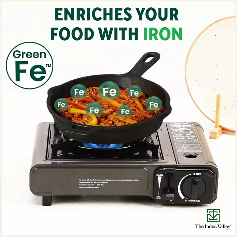 The Indus Valley Super Smooth Cast Iron Set: Frypan+ Kadai+ Tawa, Kitchen set for Home, Nonstick, 100% Pure,Toxin-free, Tadka Pan | Grocsy