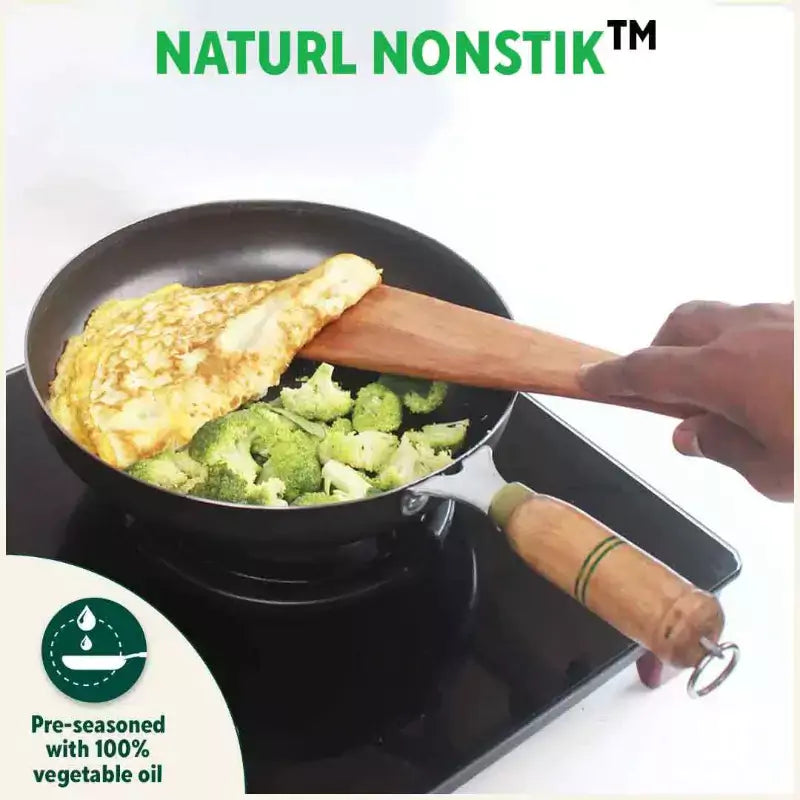 The Indus Valley 100% Pure Iron Cookware Set: Tawa+ Fry Pan+ Wok, Toxin-free Sheet Iron, Pre-seasoned, Induction & Gas, Kitchen Set for Home, Kadai | Grocsy