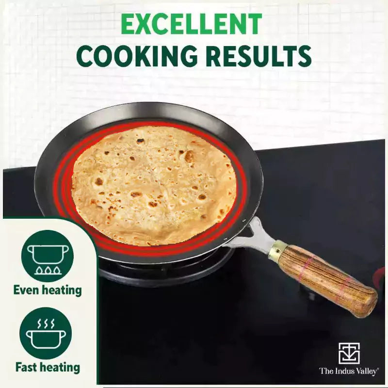 The Indus Valley 100% Pure Iron Cookware Set: Kadai+ Tawa+ Fry Pan, Toxin-free Sheet Iron, Pre-seasoned, Induction & Gas, Kitchen Set for Home, Tadka Pan | Grocsy
