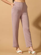 Myshka Women's Lavender Straight Fit Party Trouser | Grocsy