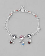 VOJ Set of 2 Silver Plated Peacock Shaped Multi Color Anklet | Grocsy