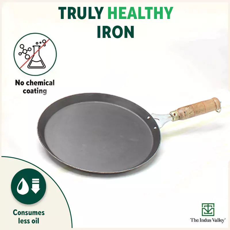 The Indus Valley 100% Pure Iron Cookware Set: Kadai+ Tawa+ Fry Pan, Toxin-free Sheet Iron, Pre-seasoned, Induction & Gas, Kitchen Set for Home, Tadka Pan | Grocsy