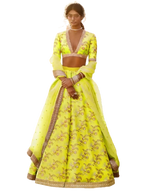 Tulsi Art Neon Embroidery Thai Silk Bridal Lehenga Choli | Grocsy