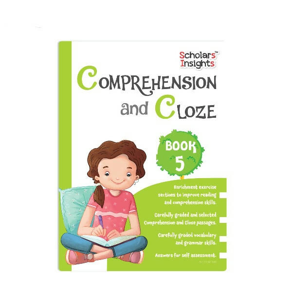 Scholars Insights Comprehension and Cloze Grade 5|English Vocabulary, Grammar Skill Book 5| Ages 10-11 Years | Grocsy