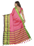 Vamika Banarasi Silk Pink Weaving Saree | Grocsy