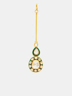 Ruby Raang Gold Polished White Kundan Maang Tikka | Grocsy