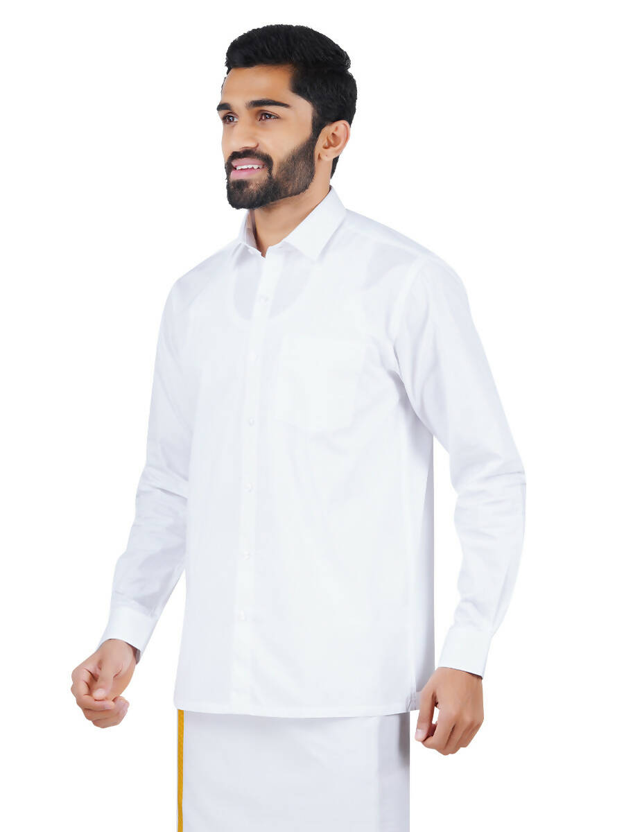 Ramraj Cotton Mens Full Sleeve White Shirt Plus Size - Royal Cotton | Grocsy