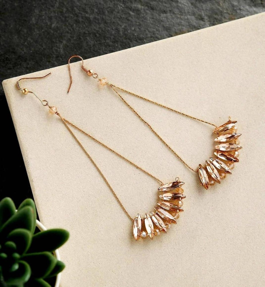Bling Accessories Metallic Chain And Glass Crystal Earrings | Grocsy