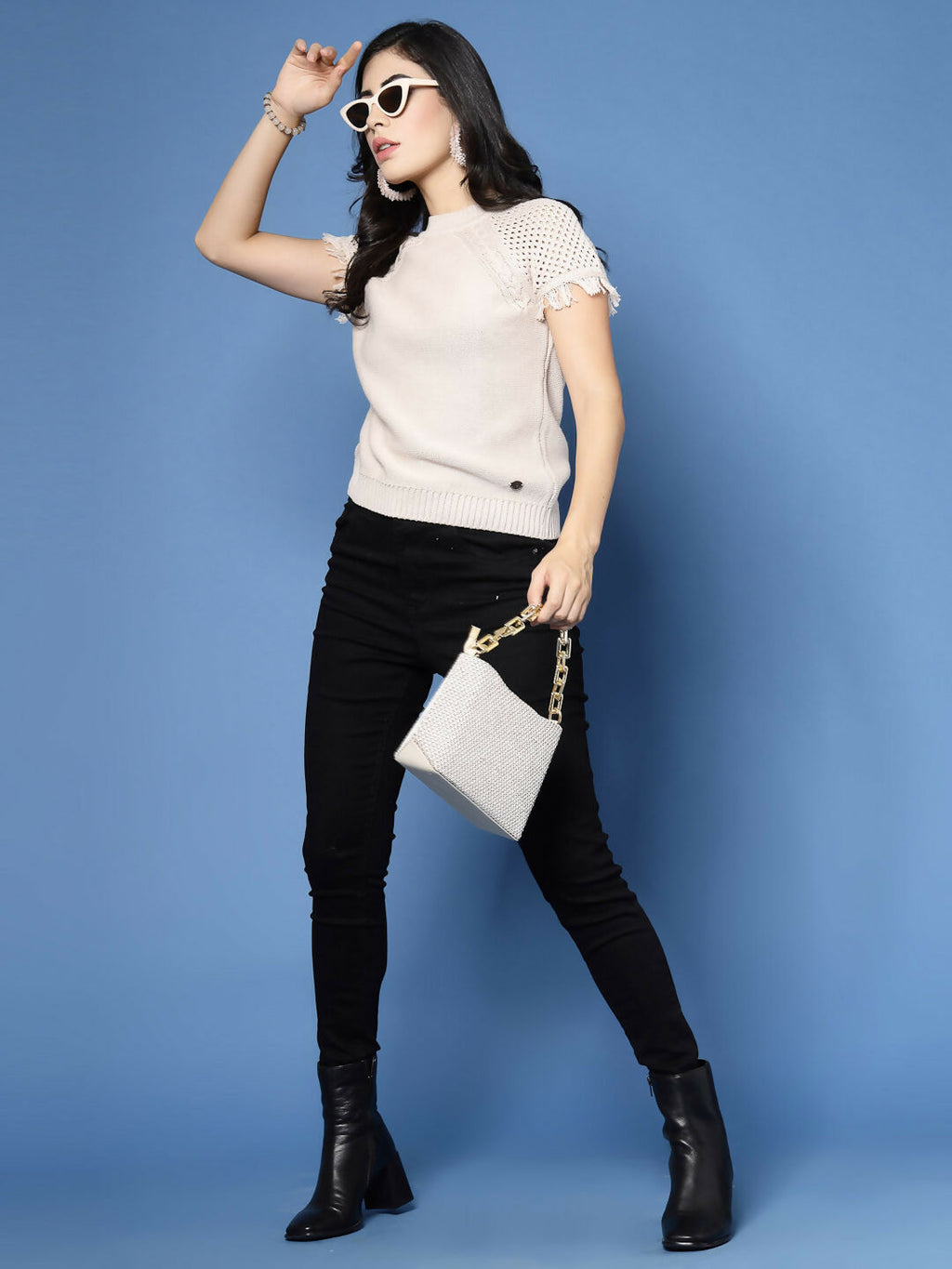 Women Winter Beige Cotton Pullover - Wool Trees | Grocsy