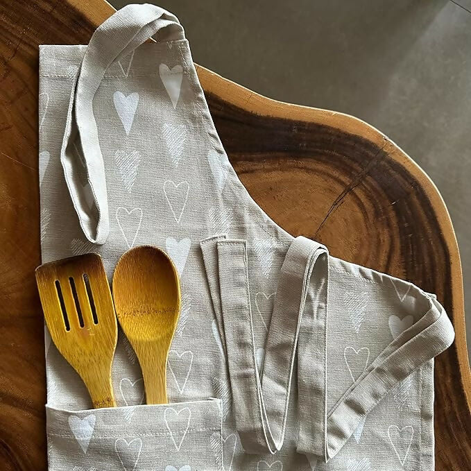 Oak & Lily 100% Cotton Kitchen Apron-Red Heart | Grocsy
