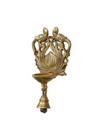 eCraftIndia Gold-Toned Handcrafted Antique Finish Diya with Bells Decorative Wall Hanging Showpiece | Grocsy