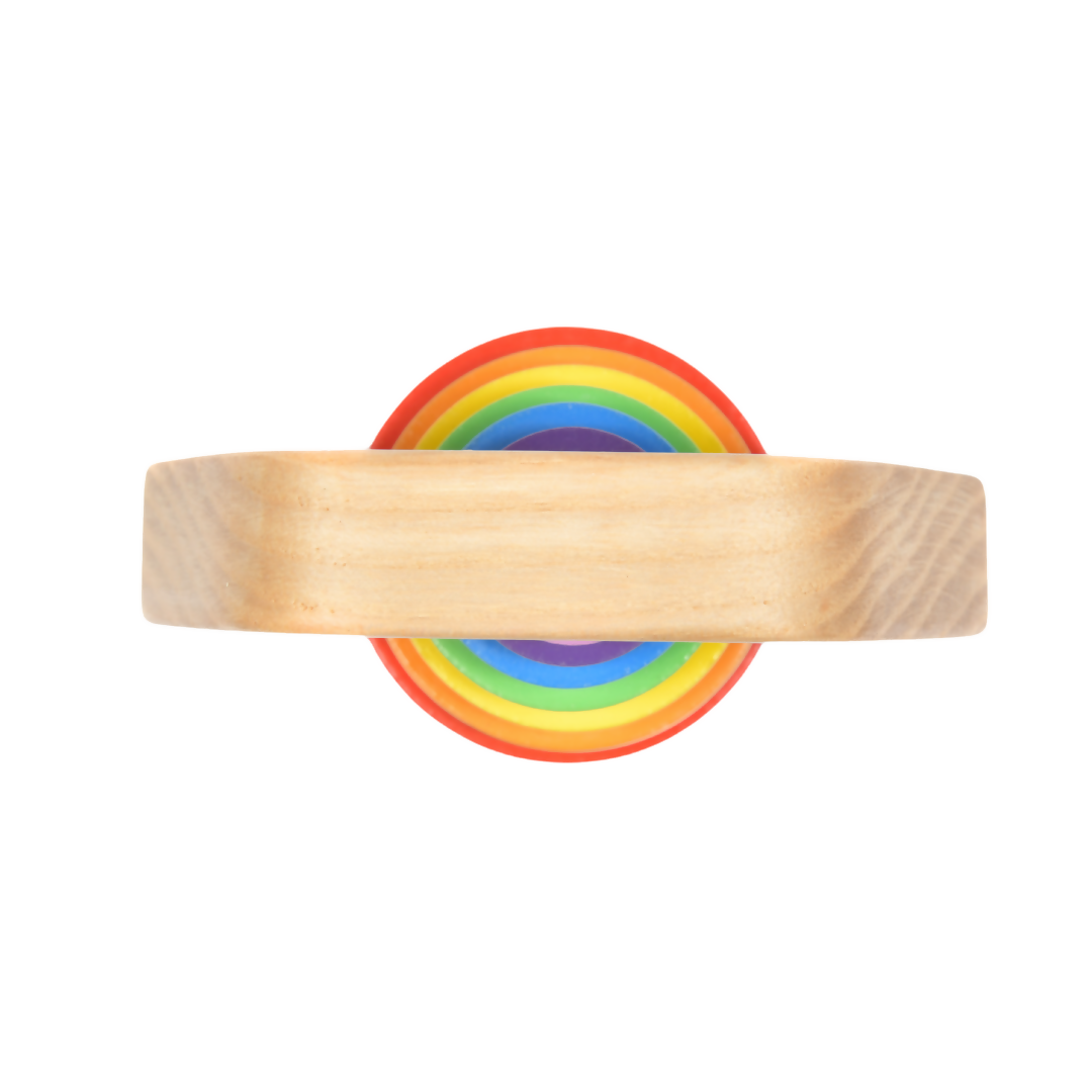 Nesta Toys Wooden Rainbow Rattle for Babies, Montessori Wooden Toy | Grocsy