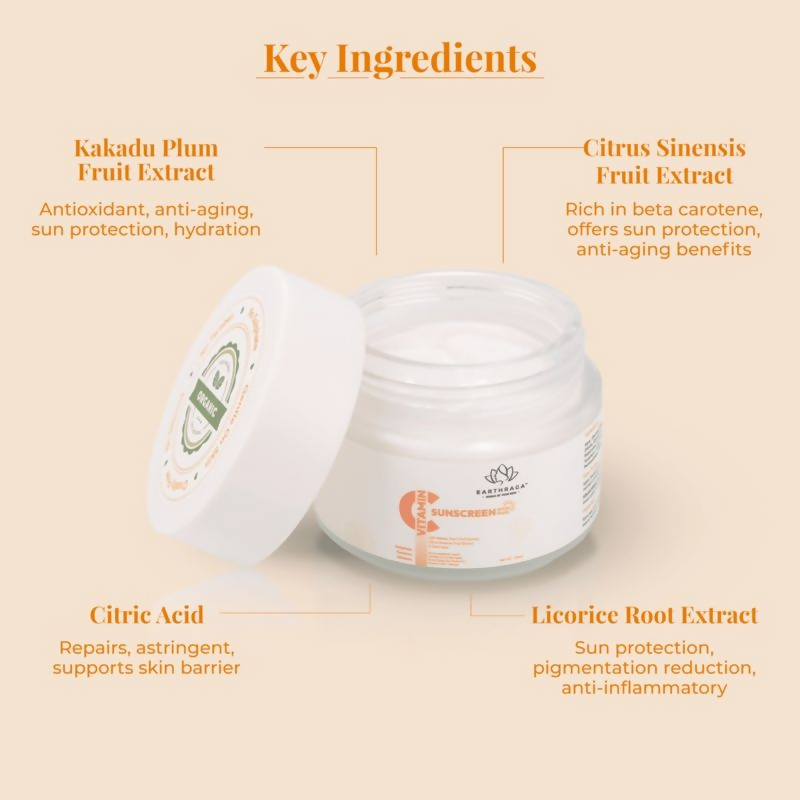 Earthraga Vitamin C Sunscreen SPF 50 Matte | Grocsy