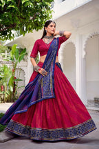 Evanik Pink Tassa Silk With Bandhej Print Lehenga Choli | Grocsy