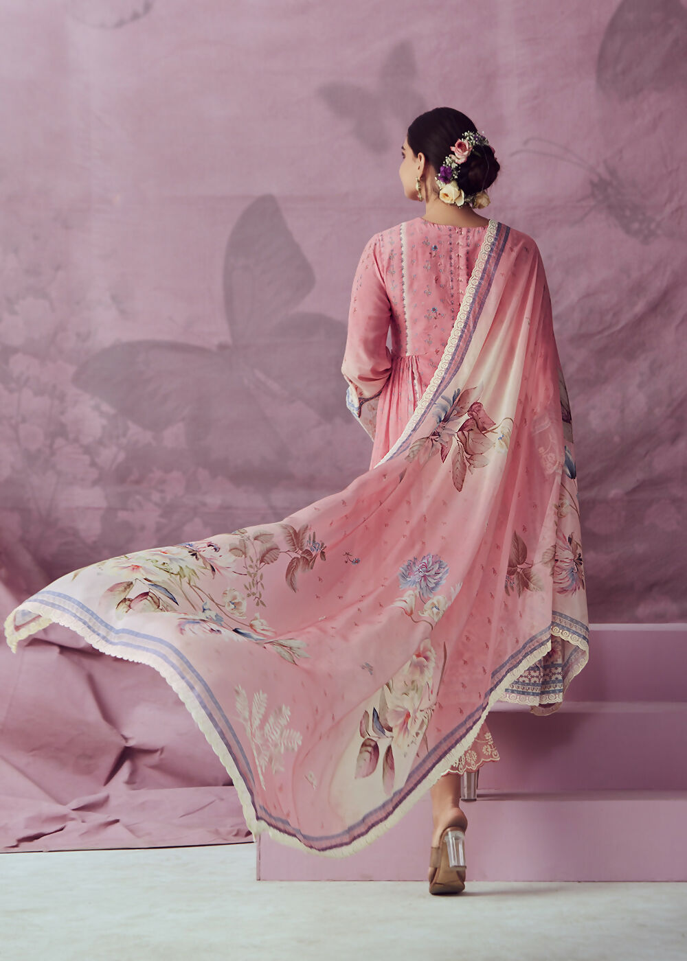 Blush Pink Muslin Cotton Printed Trendy Salwar Kurta Set - Emponline | Grocsy