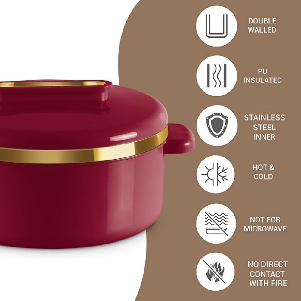 Milton Curve 2500 Inner Stainless Steel Casserole - Maroon | Grocsy