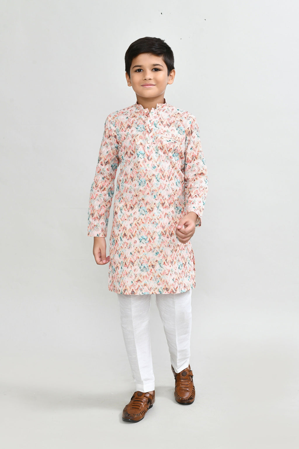 Joban Fashion Cotton Multicolor Kurta With Straight Fit Pant | Grocsy