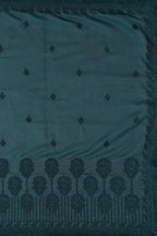 Teal Georgette Embroidered and Stone Work Saree with Unstitched Blouse Piece - Roozal | Grocsy