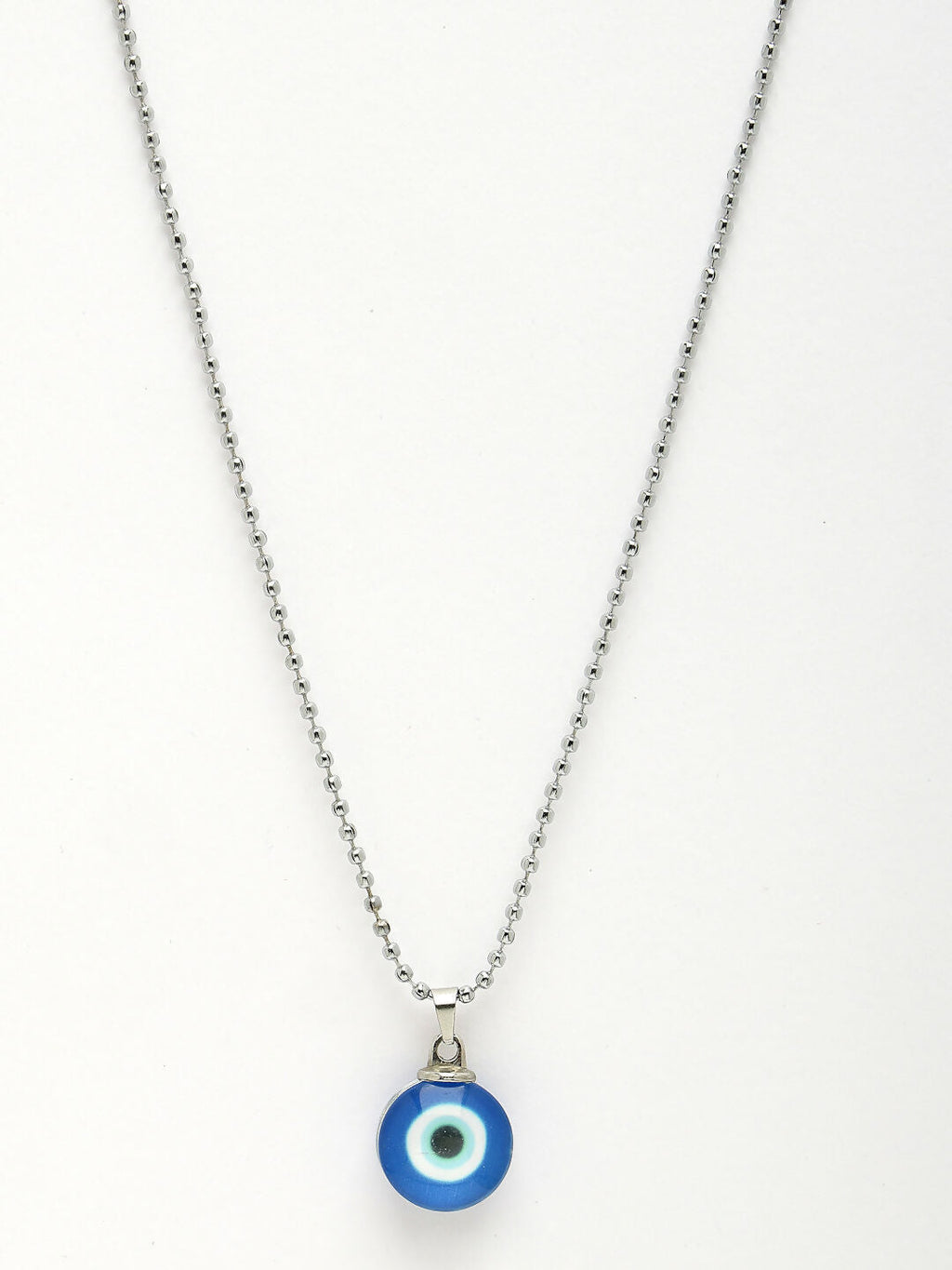 NVR Unisex Evil Eye Silver-Plated Stainless Steel Pendant with Chain | Grocsy