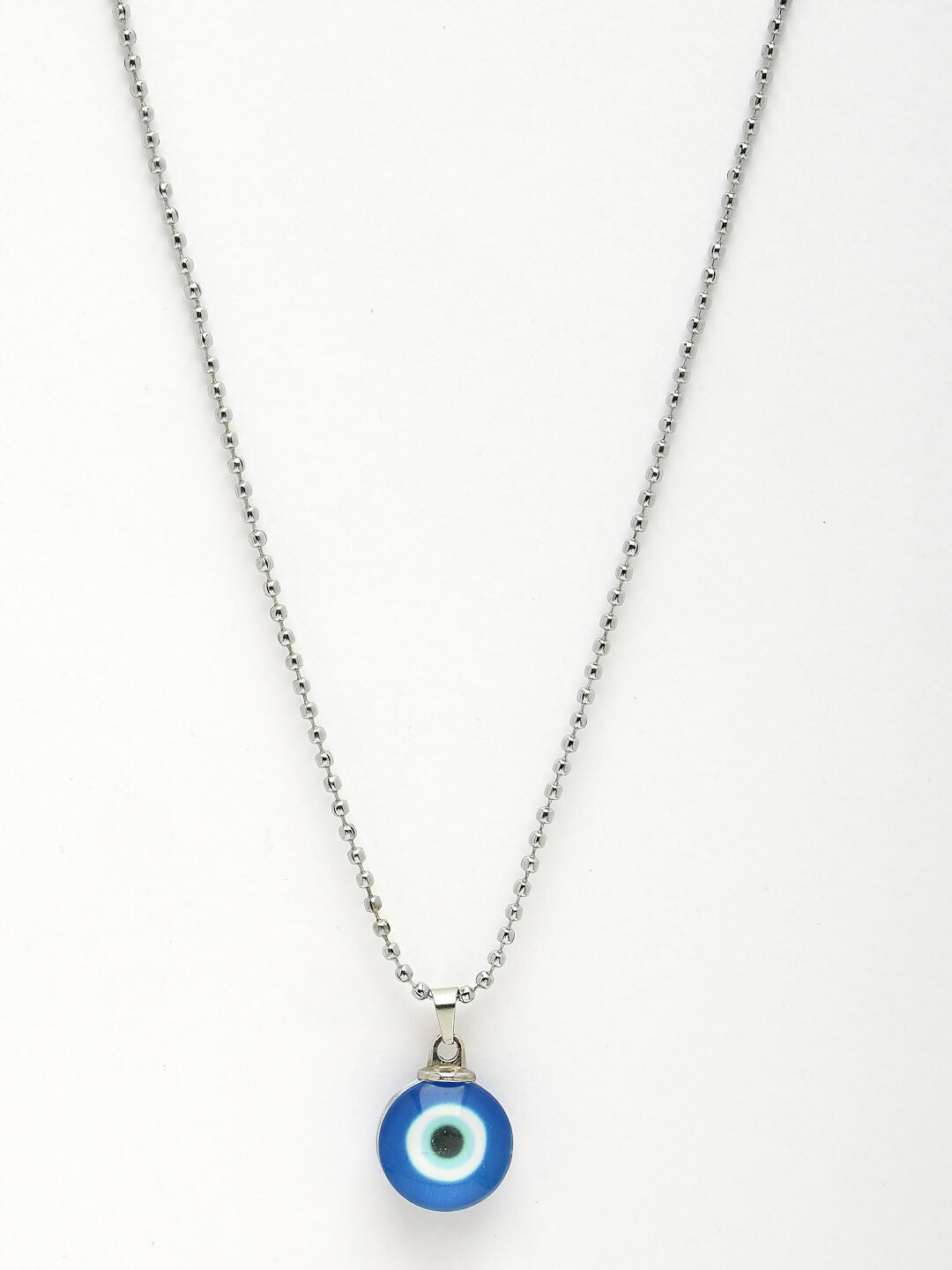 NVR Unisex Evil Eye Silver-Plated Stainless Steel Pendant with Chain | Grocsy