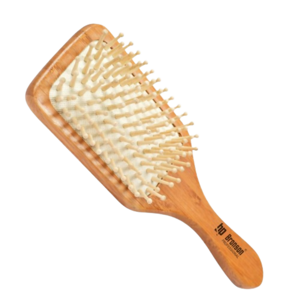 Bronson Professional Wooden Paddle Hair Brush With Bamboo Wood Bristles | Grocsy