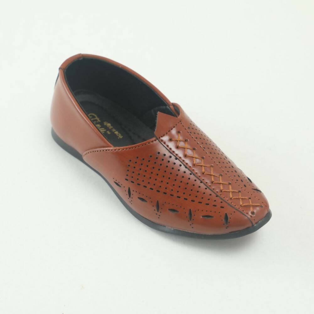 Tiny Bugs Boys Party & Ethnic Wear Mojari - Tan Color | Grocsy